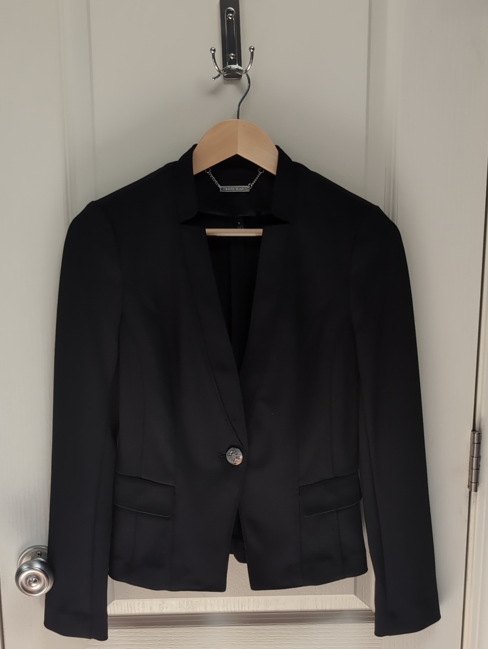 WHBM Black Women's Single-Button Blazer Jacket